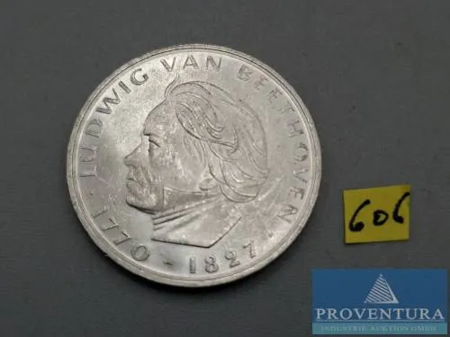 Серебряная монета ФРГ 5 DM Людвиг ван Бетховен 1970 vz серебро .625 11,2 г брутто