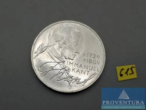 Silbermünze Bundesrepublik Deutschland 5 DM Immanuel Kant 1974 vz Silber .625 11.2 gr Rauhgewicht
