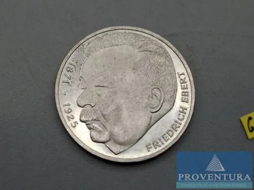 Silver coin Federal Republic of Germany 5 DM Friedrich Ebert 1975 XF silver .625 11.2 g gross weight