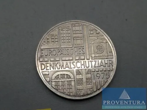 Silver coin Federal Republic of Germany 5 DM European Heritage Year 1975 BU silver .625 11.2 g gross weight