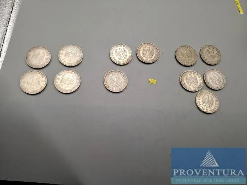 Zilveren munten Duitse Rijk 12x 5 Reichsmark Garnizoenskerk + Hindenburg zilver .625 8 gr brutogewicht