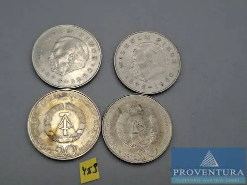 GDR circulation coins 4x 20 Mark 1972 Wilhelm Pieck KM42