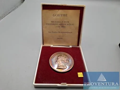 Medaille Johann Wolfgang von Goethe Faksimile 1975 Freidrich Anton König ohne Randinschrift Rauhgewicht 37.58 gr