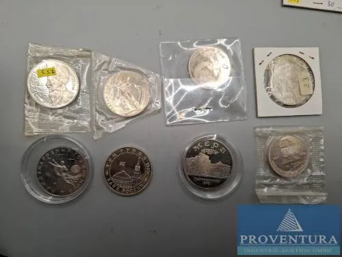 Circulation coins USSR 4x 1 ruble 1x 3 rubles Russia 2x 3 rubles 1x 5 rubles all pp