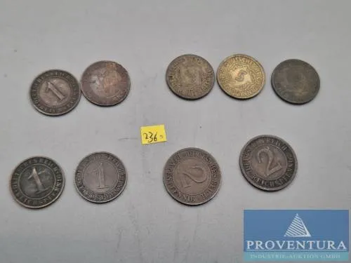 Circulation coins German Empire 1923-1933 4x 1 Reichspfennig