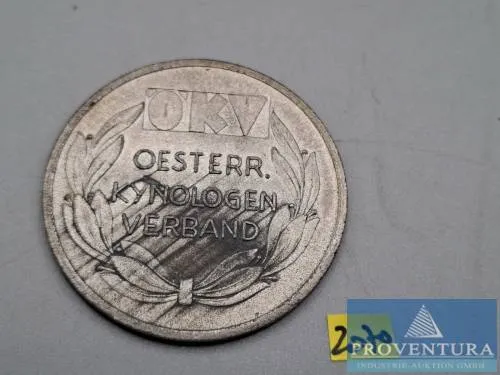Medal ÖKV Austrian Kennel Association awarded to Axel v. Pöch-Larn Vienna 31.V. 1.VI.1947 "Sehr gut"