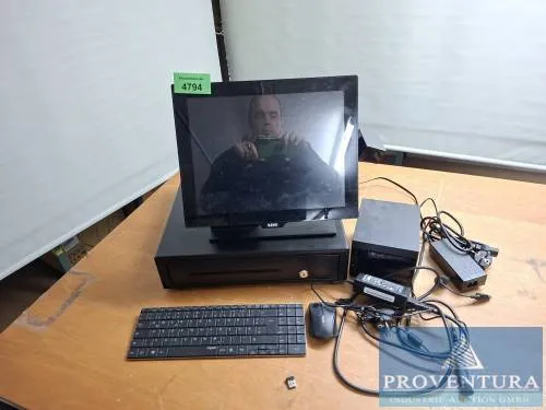 PC-System aus ehemaligem Kassenarbeitsplatz AURES Yuno Base151 Black II S/N TWJSNI391050