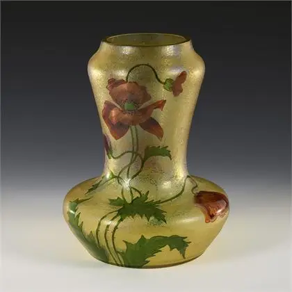 Große Jugendstil-Vase mit Mohndekor. Goldberg
