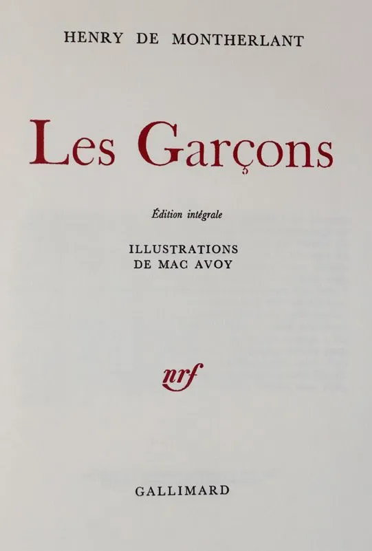 Montherlant,H.de. – Les Garçons