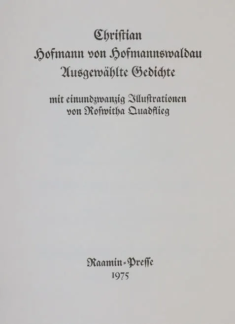 Hofmann von Hofmannswaldau, C. – Vybrané básně