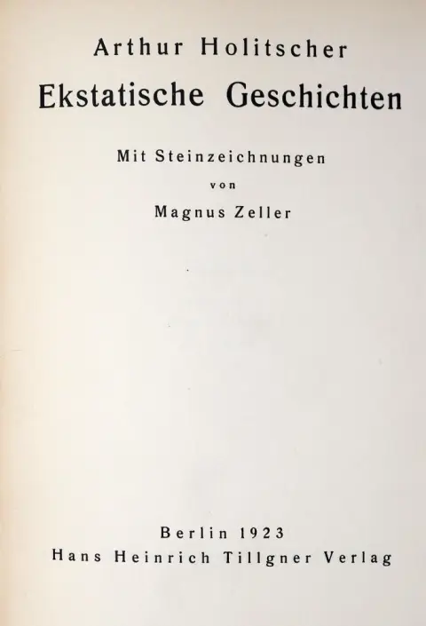 Holitscher,A. – Ekstatische Geschichten