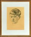 Bletschacher, Max Joseph, 1903 - 1972 – Kresba křídou, bíle zvýrazněná, na hnědém papíře, 23 x 17 cm, "Portrét chlapce", signováno vpravo dole, nejasně datováno, R,…