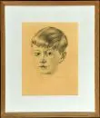 Bletschacher, Max Joseph, 1903 - 1972 – Dessin à la craie, rehaussé de blanc, sur papier brun, 23 x 17 cm, "Portrait d'un garçon", signé en bas à droite, date indistincte, R,…
