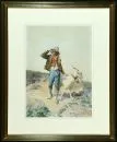 DeAngelis, Domenico, 1852 - 1904 Rome – Watercolor, 49 x 35 cm, "Young shepherd with goat", signed lower right, location "Roma", browned, R, Lit.: Saur;