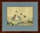 Hanke, F., Künstler des 19. Jh. – Aquarell, 23 x 32 cm, "Rastende Hirten", u.r. sign., dat. 1860, gebräunt, R;