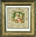 19e-eeuwse heiligenschilder – Aquarel, 14,5 x 14,5 cm, "Hl. Cecilia in brede ornamentlijst", gerestaureerde scheur, R;