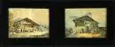 Peintre paysagiste du 19e s. – 2 aquarelles, 14 x 20 cm chacune, "Vues de maisons", inscription illisible au verso, bruni, taché, R;