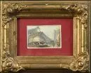 Krajinář 19./20. stol. – Akvarel, 3,5 x 5,5 cm, "Benátky - Ponte di Rialto", R