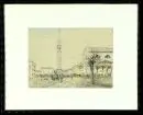 Peintre paysagiste du 20e s. – Aquarelle, 16 x 22,5 cm, "Cordenons - Piazza della Vittoria", sign. illisible en bas à droite, mention de lieu, brunie, R
