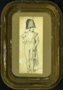 Militärmaler des 19. Jh. – Bleistiftzeichnung, 36 x 14 cm, "Napoleonischer Soldat", u. undeutl. bez., gebräunt, fleckig, R;