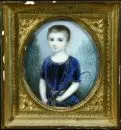 Miniaturmaler des 19. Jh. – Gouache, 6 x 5 cm, oval, "Bildnis eines Knaben mit Reitgerte", R;