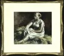 Unknown 20th century artist – Gouache, 22.5 x 25.5 cm, "Maid in the Hay", illegibly signed lower right, R;