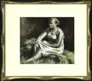 Artiste inconnu du 20e s. – Gouache, 22,5 x 25,5 cm, "Servante dans le foin", sign. illisible en bas à droite, R;