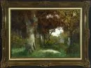 Arnegger, Alois, 1879 - 1963 Wenen – Olie/Doek, 75 x 101 cm, "Herfstlandschap met jonge vrouw", gesigneerd rechtsonder