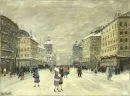 Berkes, Antal, 1874 - 1938 Budapest – Oil/canvas, 60 x 80 cm, "Winter street scene probably in Budapest", signed lower left, without frame, ref.: Vollmer, Busse, Saur;