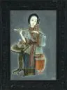 Chinesischer Künstler des 19./20. Jh. – Hinterglasmalerei, 49 x 32 cm, "Dame mit Flöte";