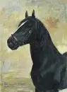 Denzel, Anton, 1888 Ehingen - 1962 – Huile/panneau de fibres, 64,5 x 47,5 cm, "Tête de cheval", signé au dos, lieu "Riedlingen", sans cadre, réf. : Vollmer, Saur, Artprice
