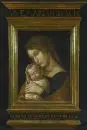 Focke, Louise, copiste du 20e s. – Huile/toile, 43 x 33 cm, "Vierge à l'Enfant endormi", copie d'après A. Mantegna