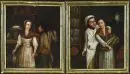 Peintre de genre du 19e s. – Huile/toile, 2 tableaux, 18 x 15,5 cm, "Jeunes couples"