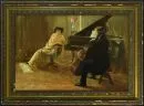 Genremaler des 19./20. Jh. – Öl/Lwd, 78 x 117 cm, "Die Musikstunde", u.r. undeutl. sign., hinterlegte Partien;