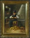 Peintre de genre du 20e s. – Huile/toile, 71 x 50 cm, "Paysan hongrois avec épis de maïs", sign. illisible en bas à droite