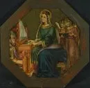19th c. Saint Painter – Oil/tin, 25 x 25 cm, octagonal, "St. Cecilia", paint losses, dents