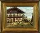 Jugelt, Siegmar, 1954 Drážďany – Olej/překližka, 18 x 24 cm, "Pohled na statek", sign. vlevo dole, lit.: Artprice;