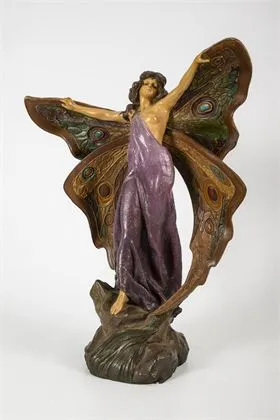 Jugendstil vlindervrouw. Céramique de Charenton
