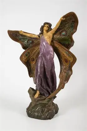 Jugendstil vlindervrouw. Céramique de Charenton
