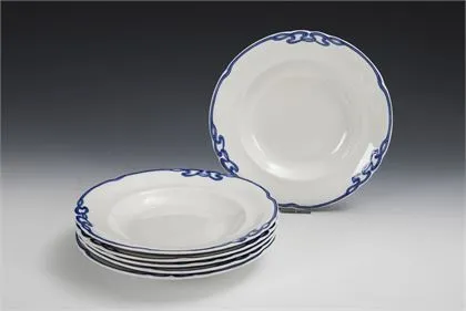 6 secesních polévkových talířů "Blaue Olga". Villeroy & Boch