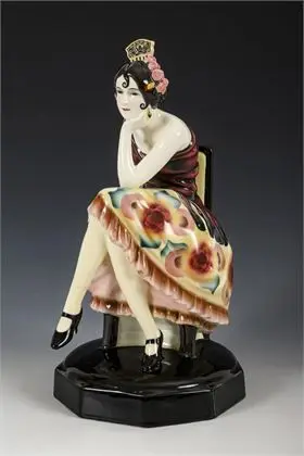 Zittende Spaanse danseres. Weense manufactuur Friedrich Goldscheider