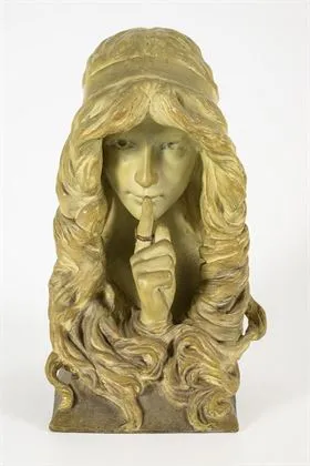 Figuur "Le Secret". Weense manufactuur Friedrich Goldscheider