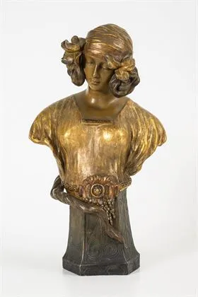 Secesní busta "Salomé". Vídeňská manufaktura Friedrich Goldscheider