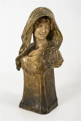 Jugendstil buste "Rosé". Weense manufactuur Friedrich Goldscheider