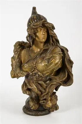 Jugendstil buste "Amazonenkoningin". Weense manufactuur Friedrich Goldscheider