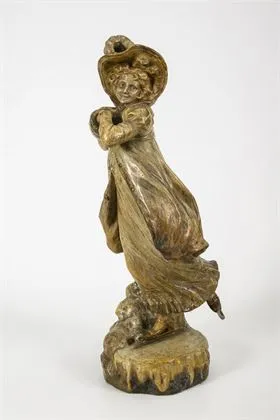 Jugendstil figuur: schaatsster. Weense manufactuur Friedrich Goldscheider