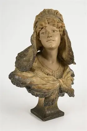 Buste van een dame met kanten kap