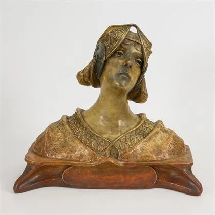 Groot Art Nouveau damesbuste. König & Lengsfeld, Köln-Lindenthal