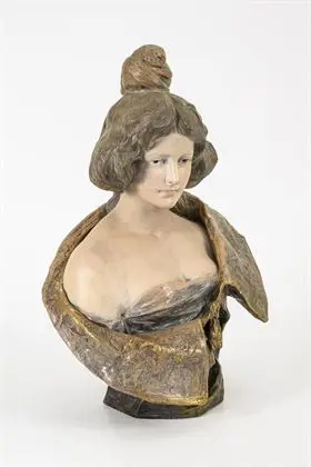 Art Nouveau buste van een dame met opgestoken haar