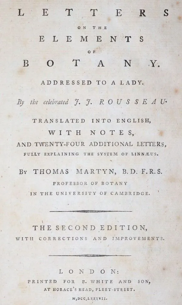 Rousseau,J.J. – Lettres sur les éléments de botanique